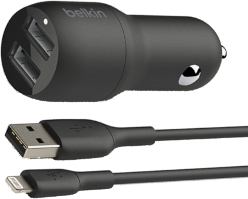 Chargeur de voiture double USB-A 24 W + câble USB-A vers Micro-USB, Belkin