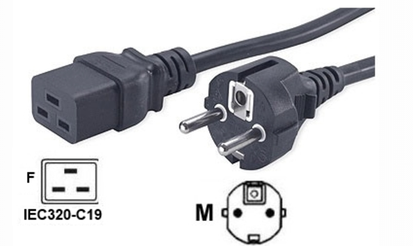 Power Cable Schuko CEE 7/7 to IEC320-C19