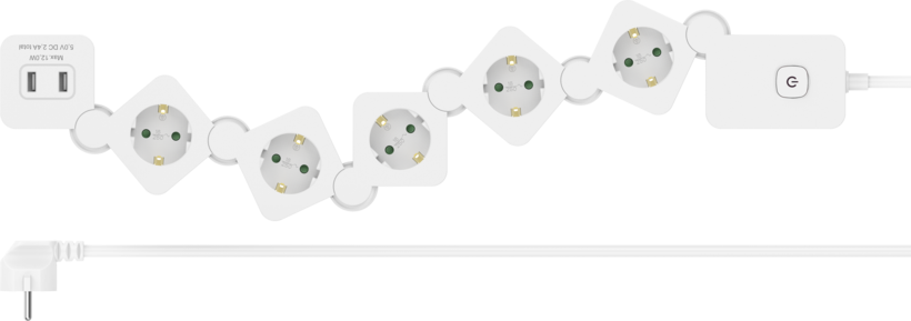 Power Strip 5-way + 2x USB 1.4m