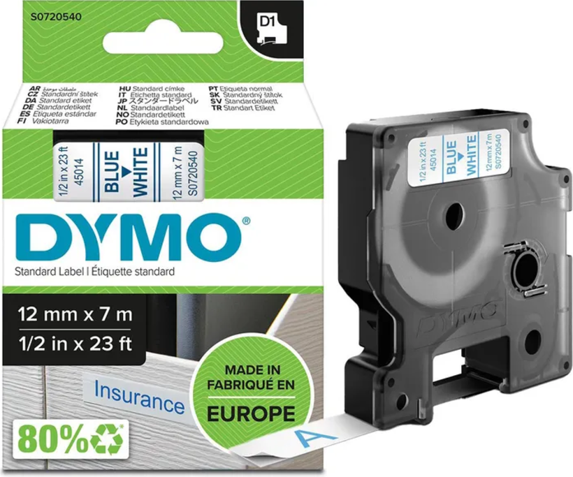 Dymo LM 12mmx7m D1-Schriftband weiß