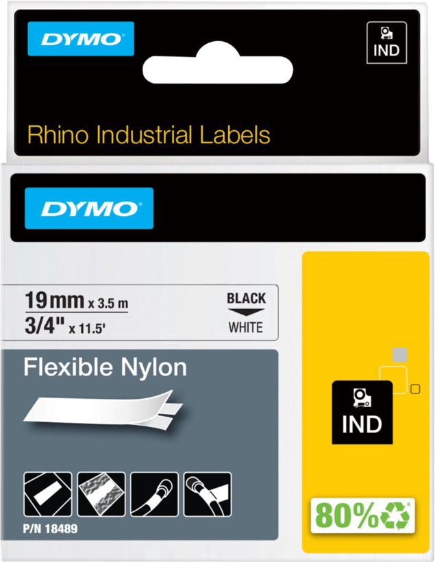 Fita ID1 Dymo nylon branco 19mm x 3,5m