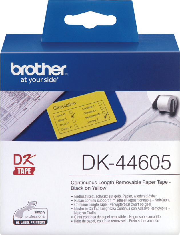 Brother 62mmx30m Cont Label Roll Yellow