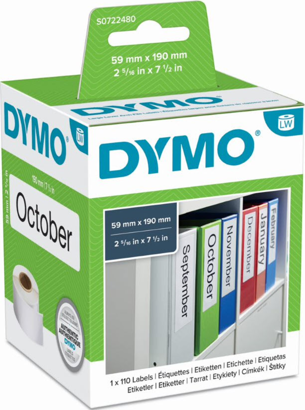 Dymo Etiquetas archivador 59x190, blanco