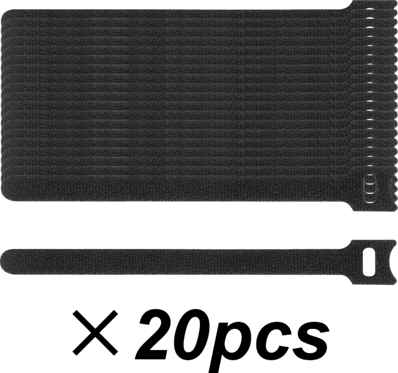 Opaski kabl. na rzep 200 mm czar 20 szt.