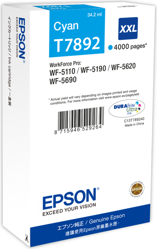 Tusz Epson T789 XXL, cyjan