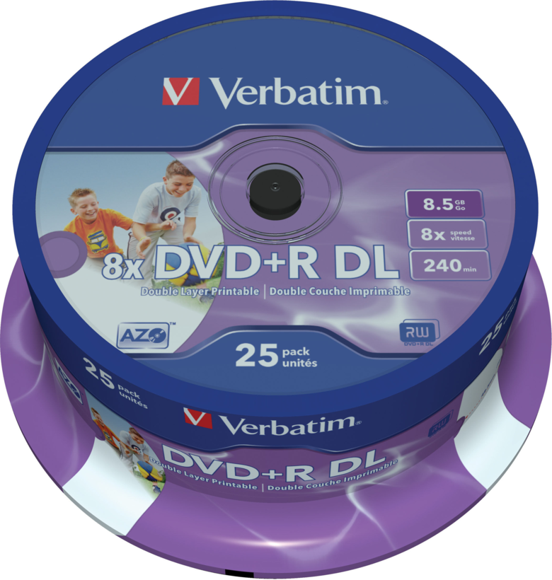 Verbatim DVD+R DL 8,5Go 8x Inkjet SP(25)