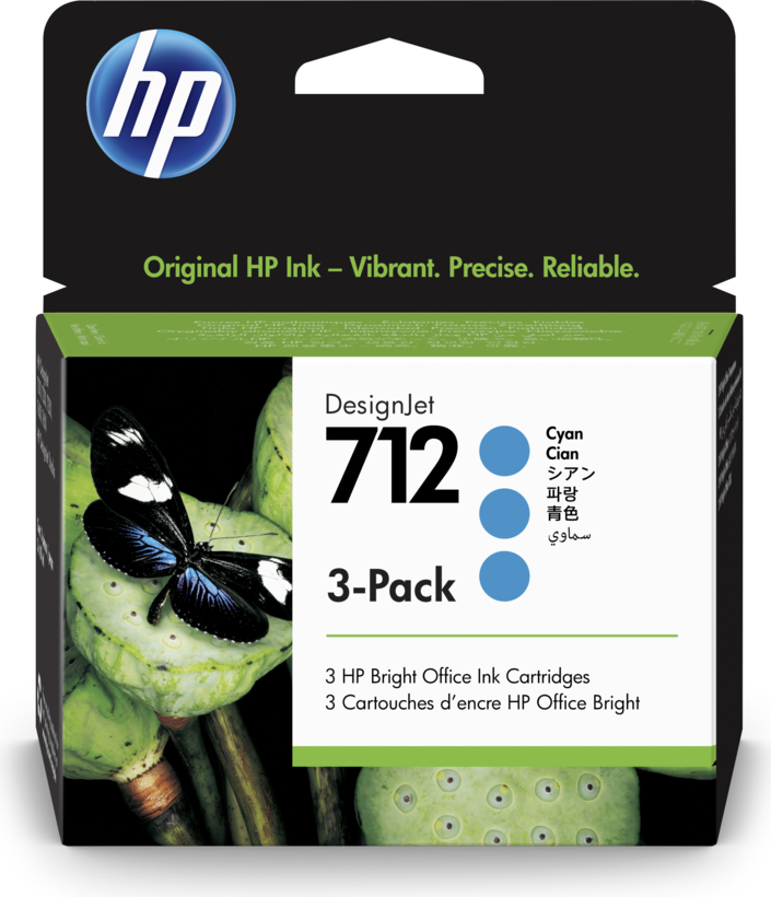 HP 712 Tinte cyan 3-Pack