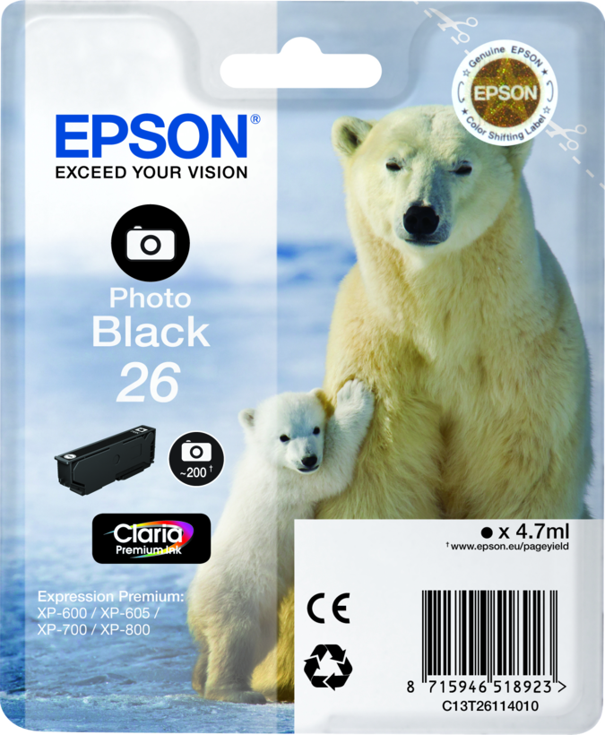 Epson 26 Claria Ink Photo Black