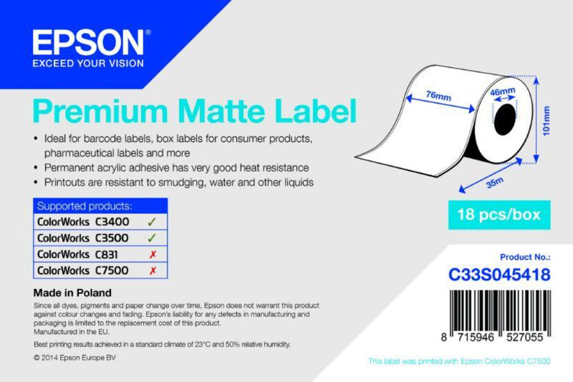 Epson Prem. 76mmx35m Endlosrolle matt