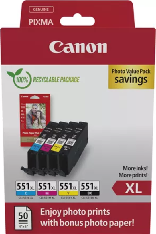 Multipack encre Canon CLI-551XL C/M/Y/BK