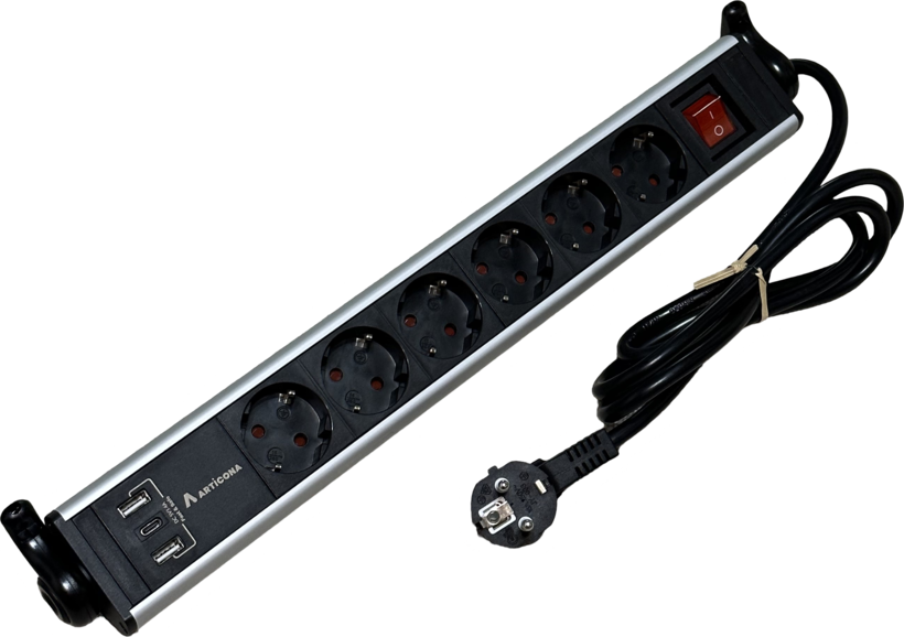 Listwa zasil. 6-gn. + 3 x USB A/C 1,4 m