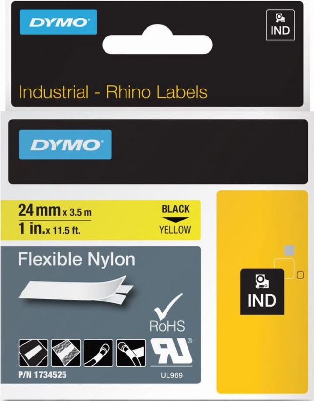 Dymo Rhino Band Nylon gelb 24 mm