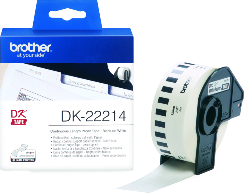 Brother 12mmx30m Cont. Label Roll White