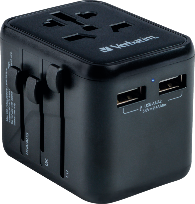Verbatim World + 2x USB Travel Adapter