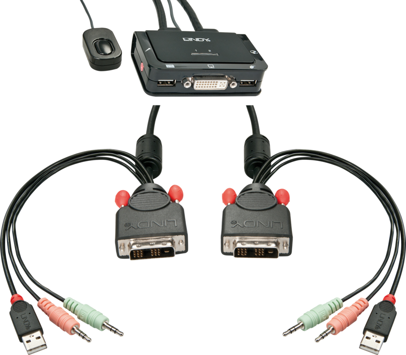LINDY KVM Switch Compact DVI+USB 2.0