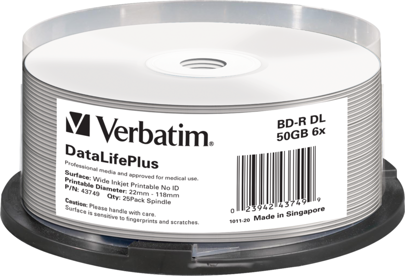 Blu-ray BD-R Verbatim 50Go 6x Ink SP(25)