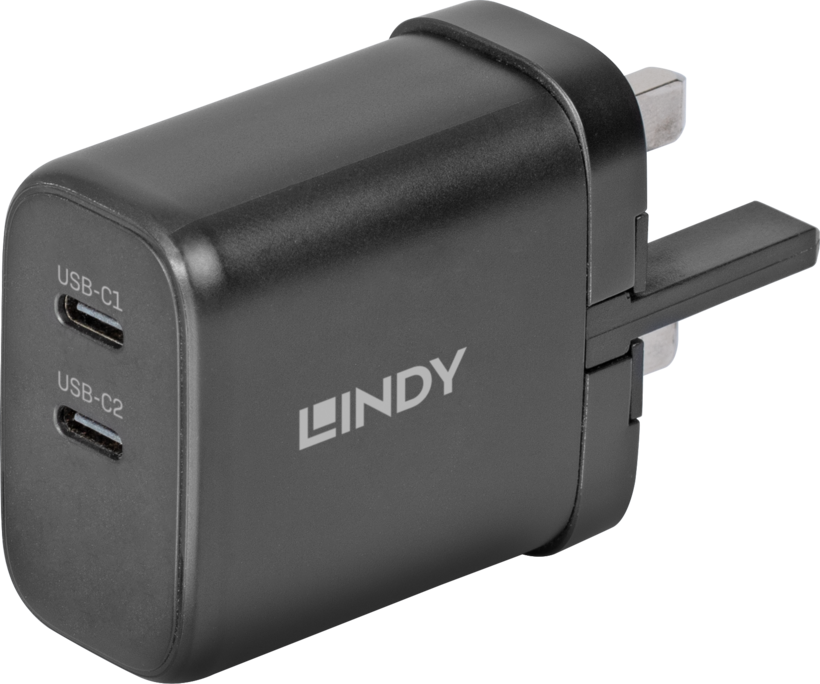 LINDY 65W 2x USB-C GaN Charger