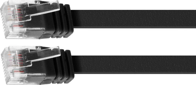 Patch Cable Flat RJ45 U/UTP Cat6 10m Blk