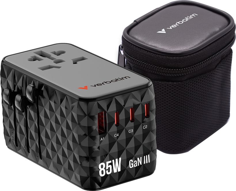 Verbatim World+5x USB GaN Travel Adapter