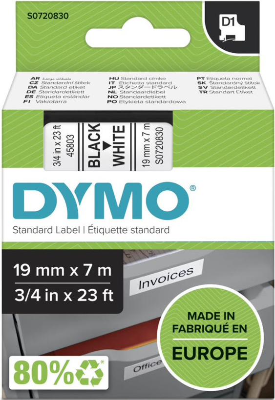 DYMO D1 Label Tape 19mm Black/White