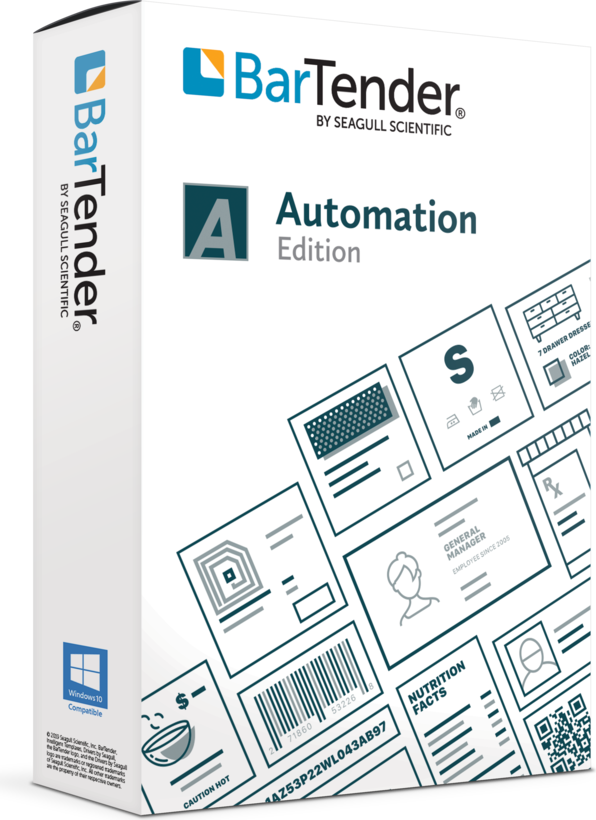 Seagull BarTender Automation Application License + 3 Printers (includes 1 Year of Standard Maintenance & Support)