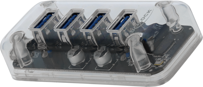 Hub USB 3.0 4 porte Delock, trasparente