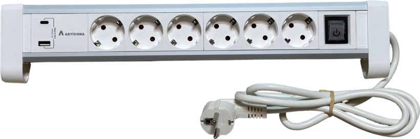 Listwa zasil. 6-gn. + 2 x USB A/C 1,4 m