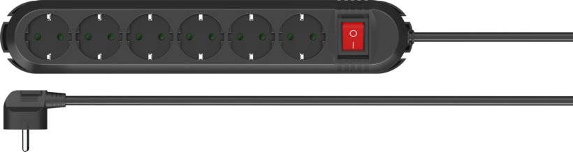 Multiprise 6x, 2 m, avec interrupteur