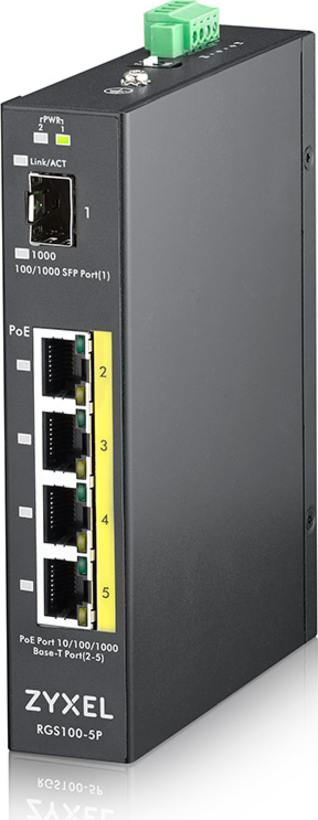 Prepínač Zyxel RGS100-5P 5port. PoE+