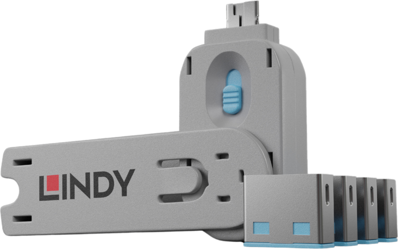 LINDY USB-A Port Blocker 4x/1x Key