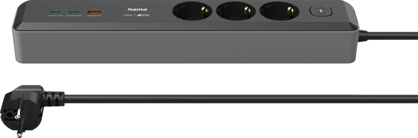 Steckdosenleiste 3fach + 3xUSB 1,4 m