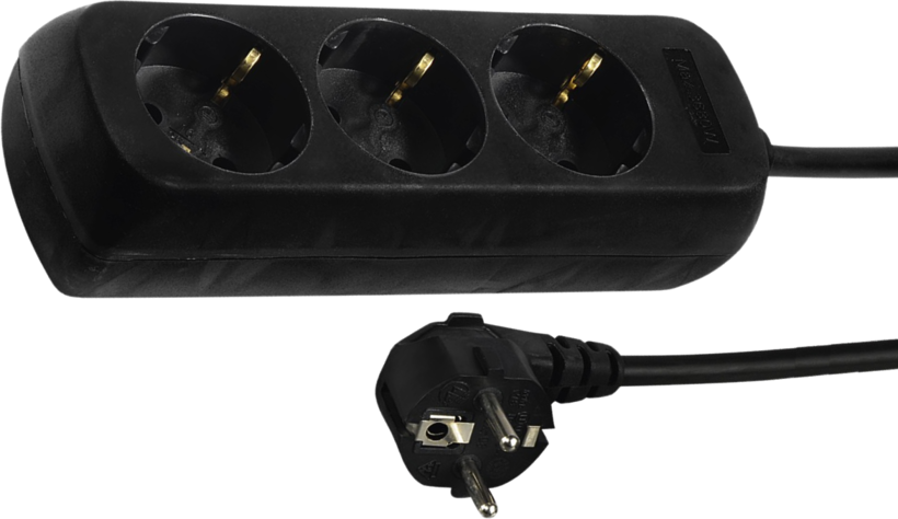 Power Strip 3-way 5.0m Black