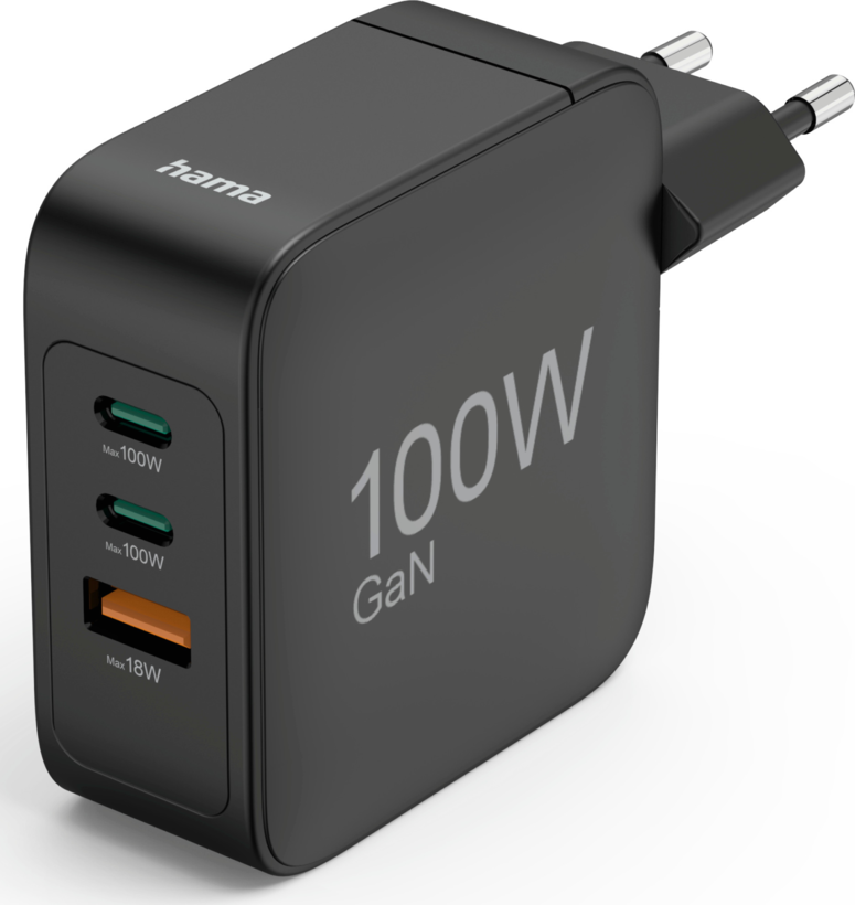 Chargeur GaN Hama 100 W 2xUSB-C/USB-A