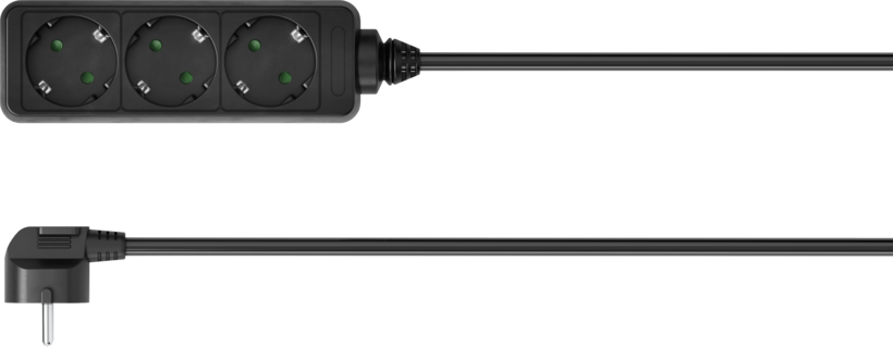 Power Strip 3-way 1.4m Black