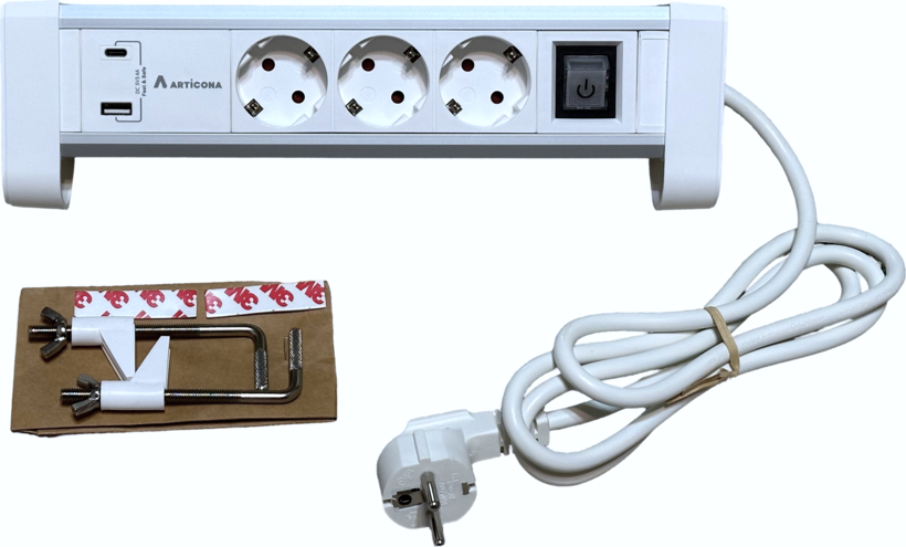 Listwa zasil. 3-gn. + 2 x USB A/C 1,4 m