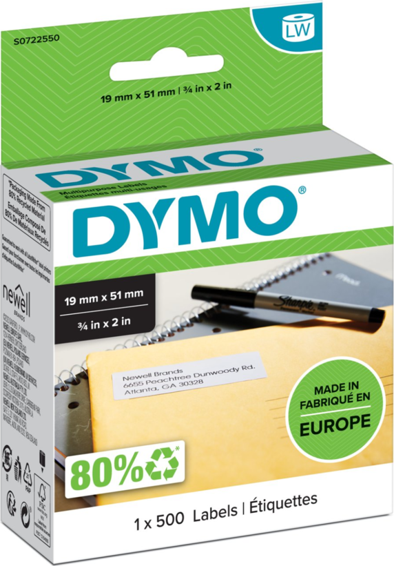 DYMO 19x51mm Multipurpose Labels White