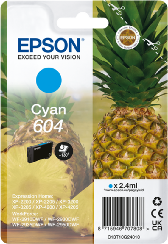 Epson Singlepack 604 Pineapple Ink Cyan