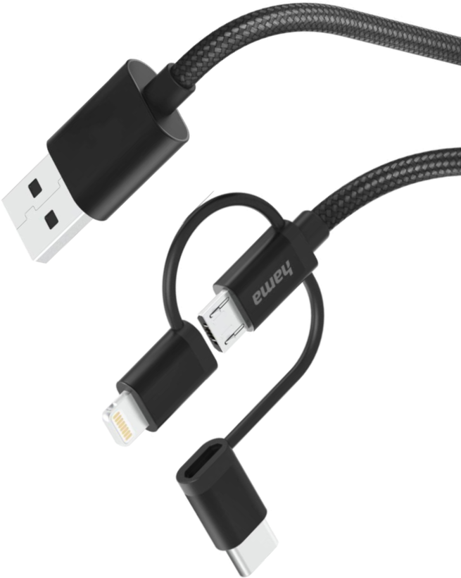 Hama 3in1 USB A-Lightn/Micro-B/C Cable