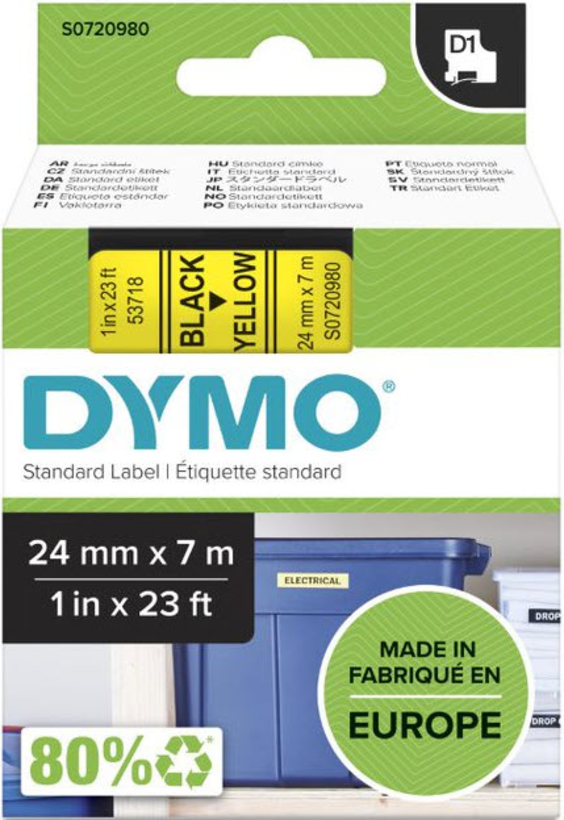 DYMO LM 24mmx7m D1 Label Tape Yellow