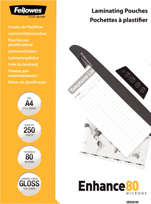 Fellowes A4 80µ Laminating Pouches x250