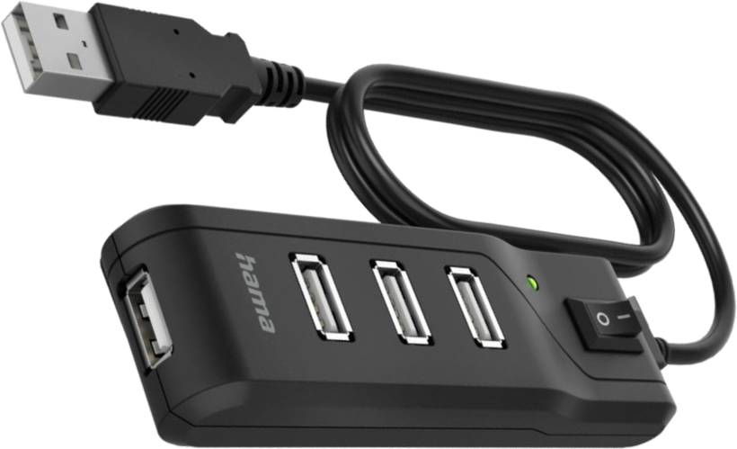 Hama USB Hub 2.0 4-port + Switch Black