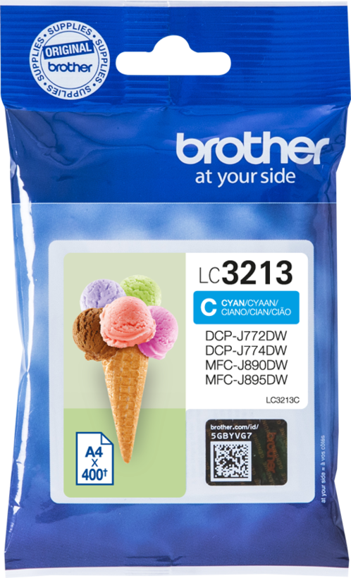 Encre Brother LC-3213C, cyan