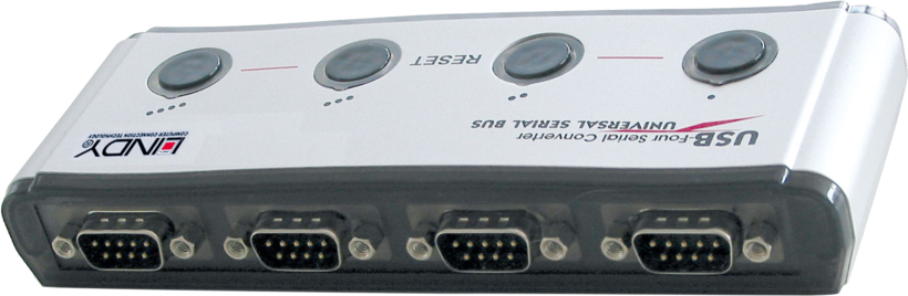 Adaptateur 4xDB9 m. (RS232) - USB-B f.