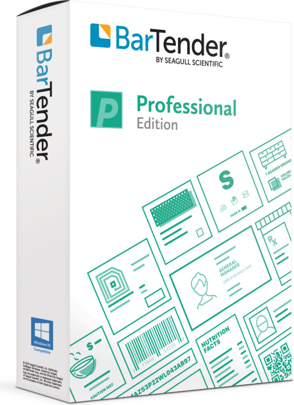 Seagull BarTender Professional Application License + 2 Printers (includes 1 Year of Standard Maintenance & Support)