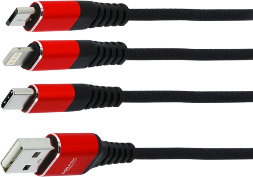 Delock 3in1 USB-A-Lightn/Micro-B/C Cable