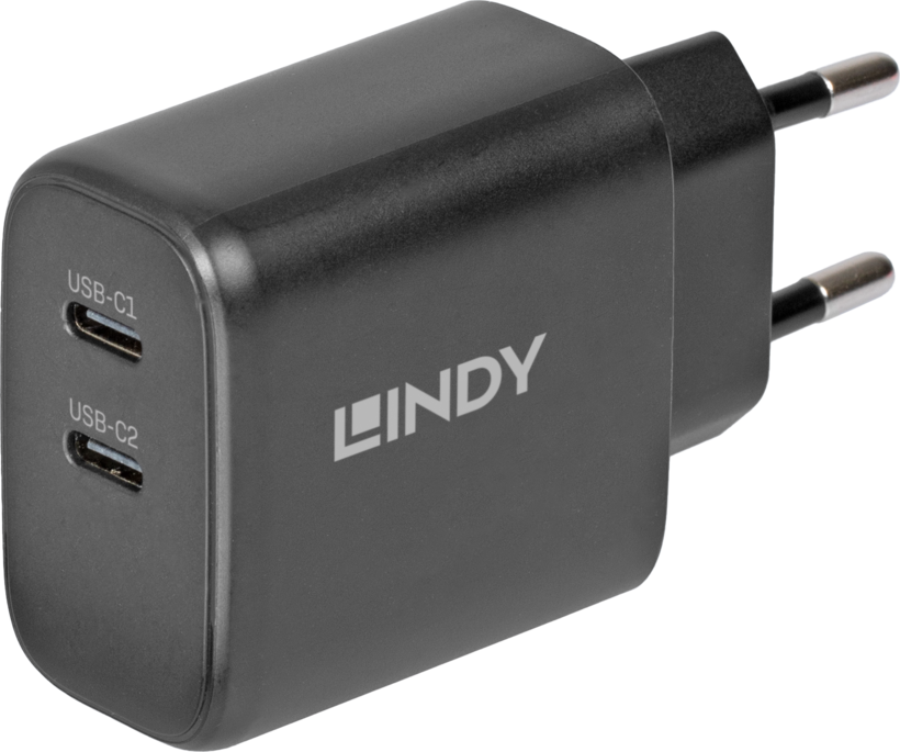 LINDY 65W 2x USB-C GaN Charger