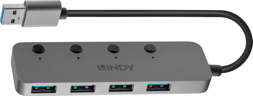 LINDY USB Hub 3.0 4-port Switch Black