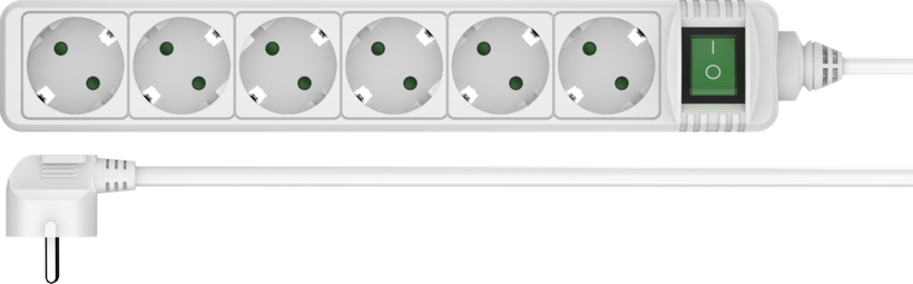Power Strip 6-way 3m w/ Switch White