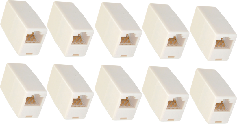 Acoplamiento mod. RJ45 h.-h. 1:1 UTP 10x