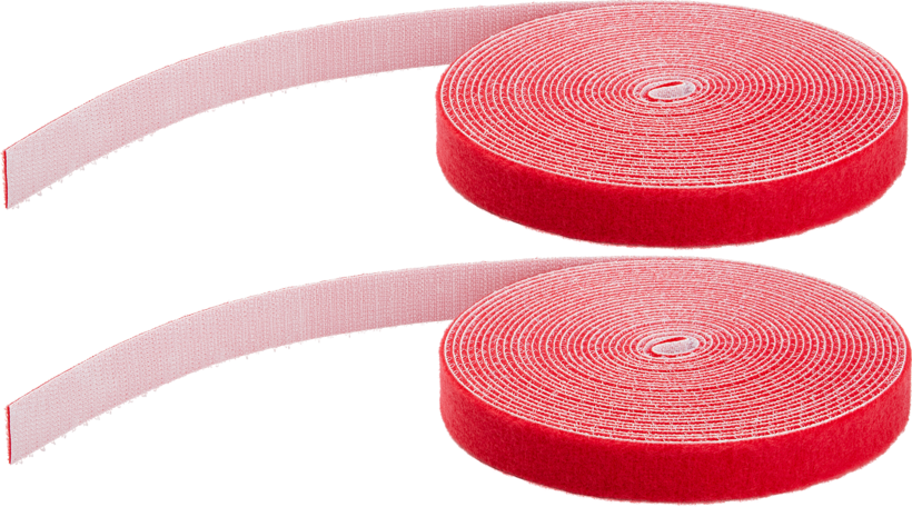 Hook-and-Loop Cable Tie Roll 15m Red 2x
